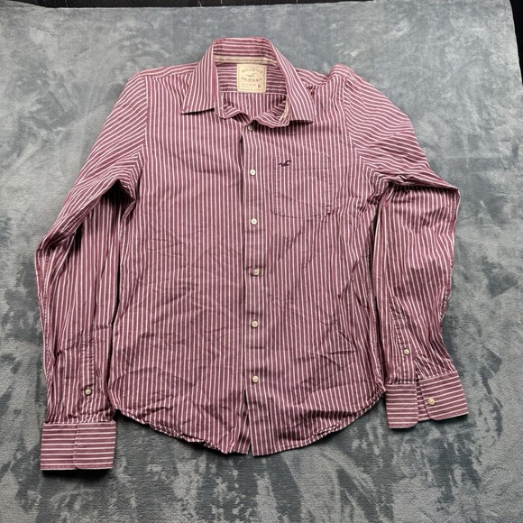 Hollister Other - Hollister Men's Button Up Long Sleeve Red Pin Striped Collar Shirt X-Large